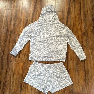 TART Intimates Hoodie & Shorts Animal Print Lounge Sleep Set